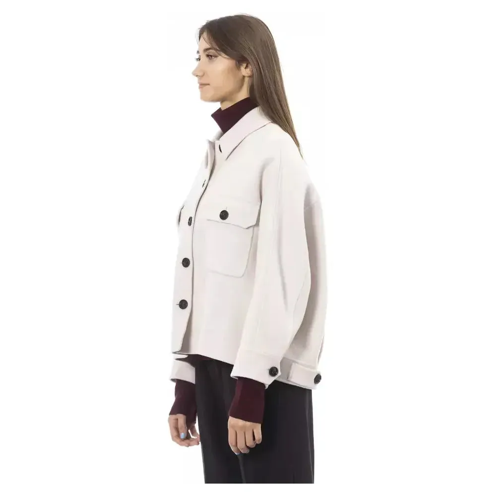 Alpha Studio Elegant White Wool Blazer Jacket