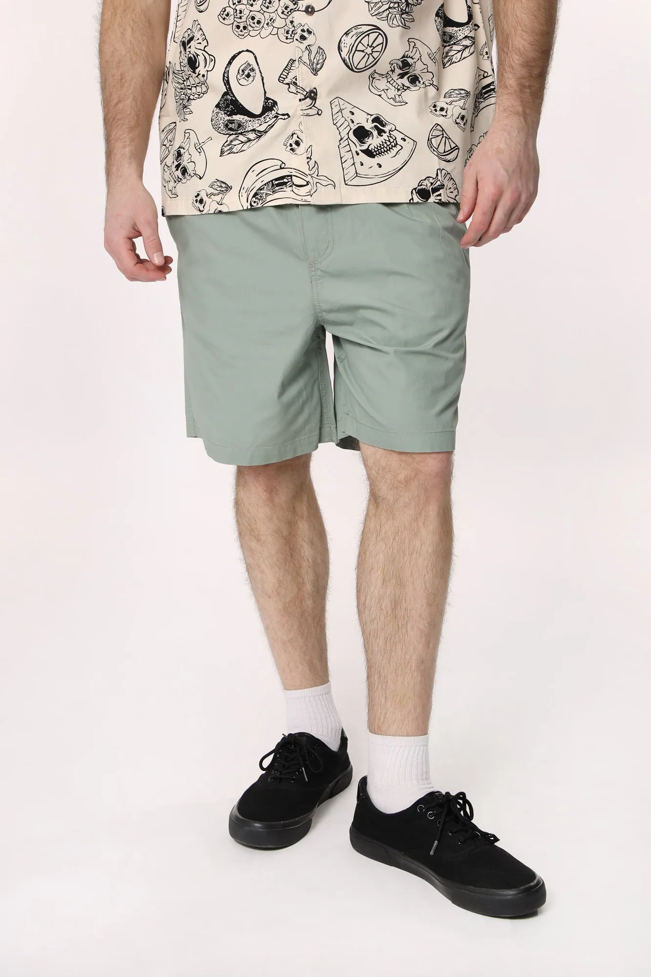 Amnesia Mens Poplin Jogger Shorts