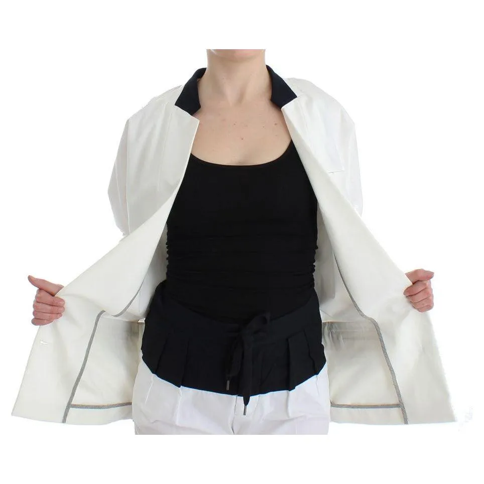 Andrea Pompilio Chic White Cotton Blend Blazer