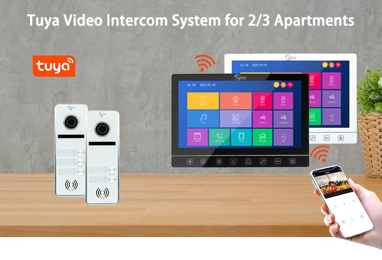 Anjielo Smart Screen Touch button 7 inch 2-door or 3-door Doorbell Video intercom System For Apartment