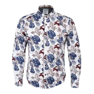 Bajiel Classic Vintage Blue Floral Print Long Sleeve Shirt-Sky Blue