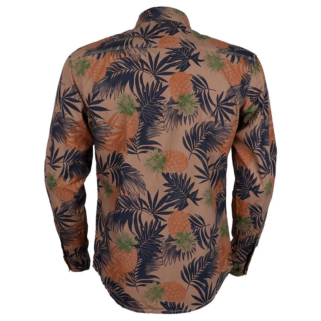 Bajieli Rich Closet Trendy Pineapple Designed Long Sleeve Shirts-Brown