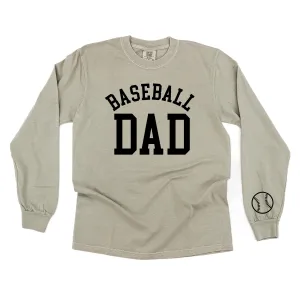 Baseball Dad - Baseball Detail on Sleeve - LONG SLEEVE COMFORT COLORS TEE