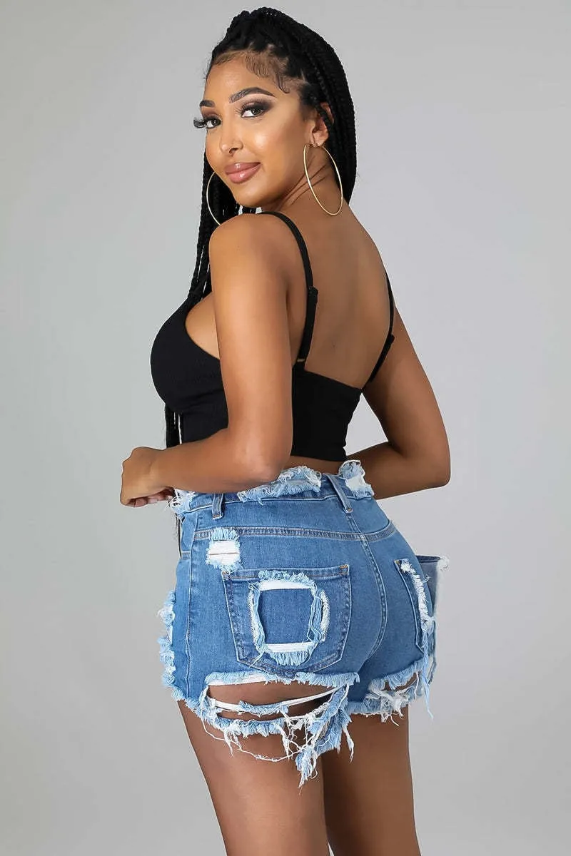 BerriesJam - 2024 Vintage High Waist Hot Hole Denim Shorts