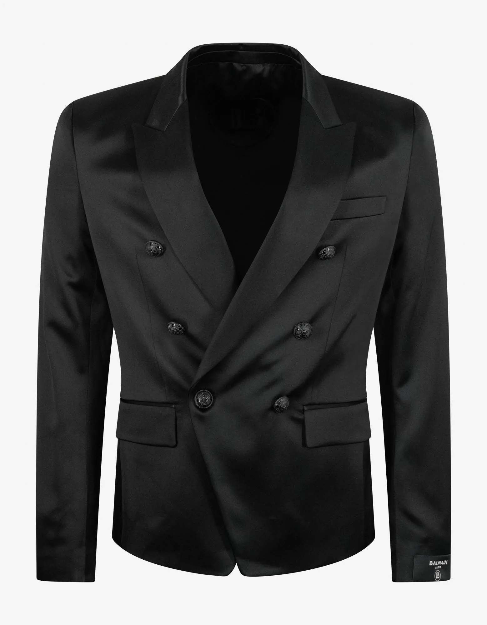 Black Double-Breasted Silk Blazer