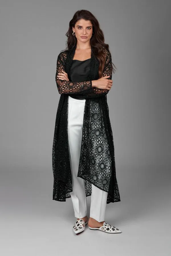 Black Long Lace Kimono