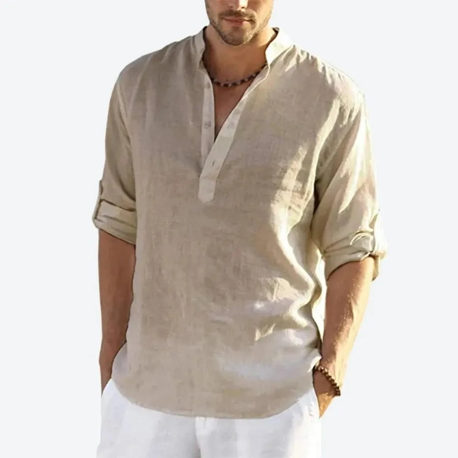 Breezy Linen Blend Henley Shirts