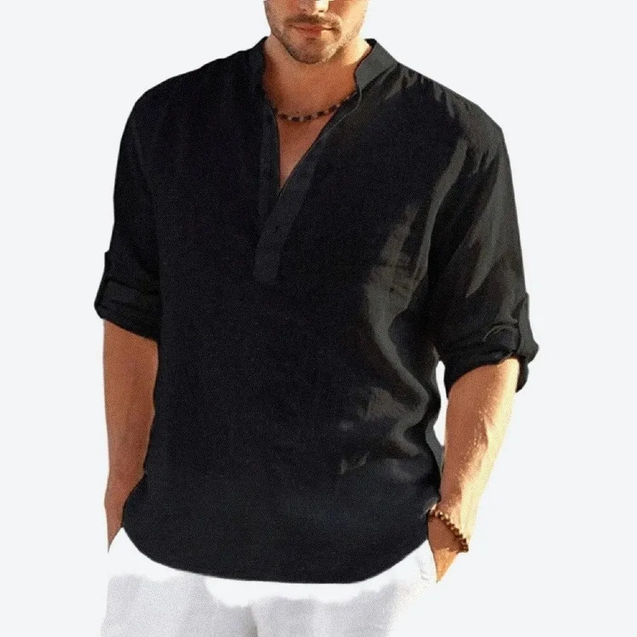 Breezy Linen Blend Henley Shirts