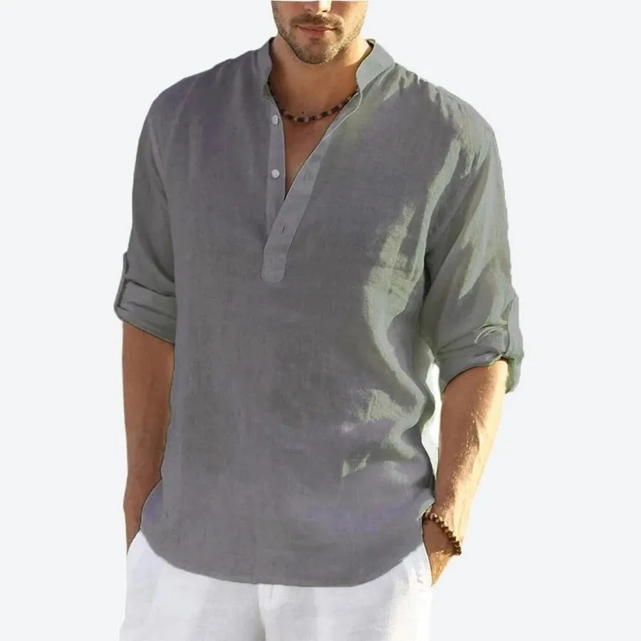 Breezy Linen Blend Henley Shirts