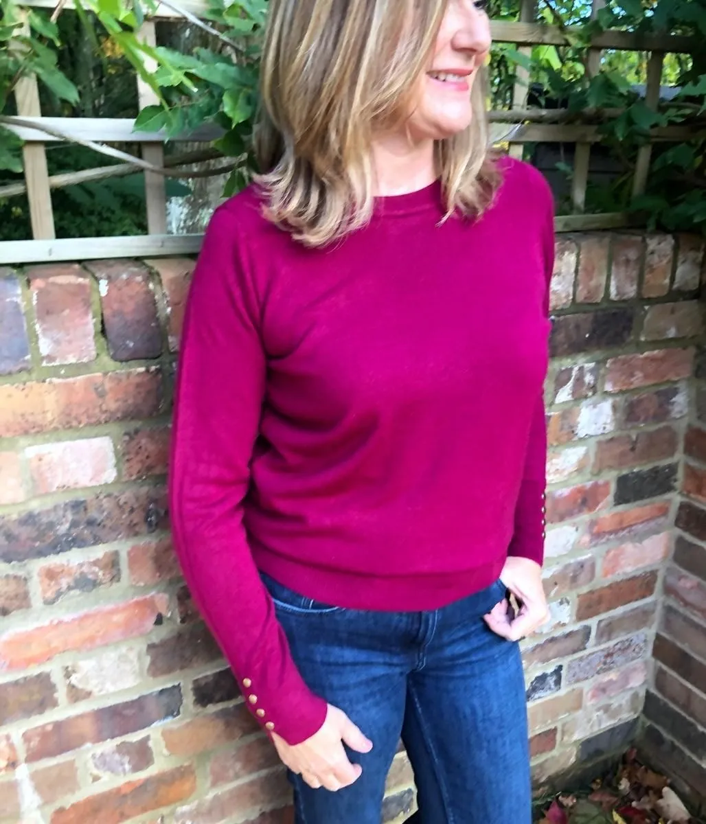 Burgundy Button Cuff Jumper 8