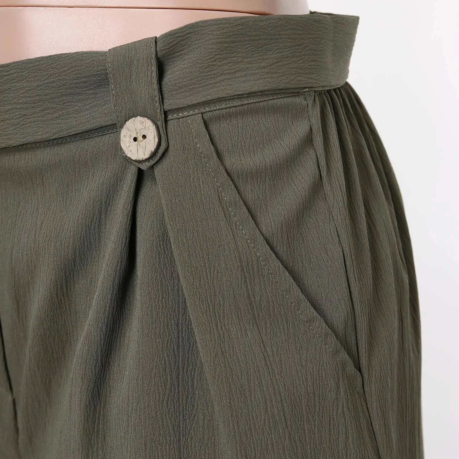 Casual Green Female Shorts with Belt