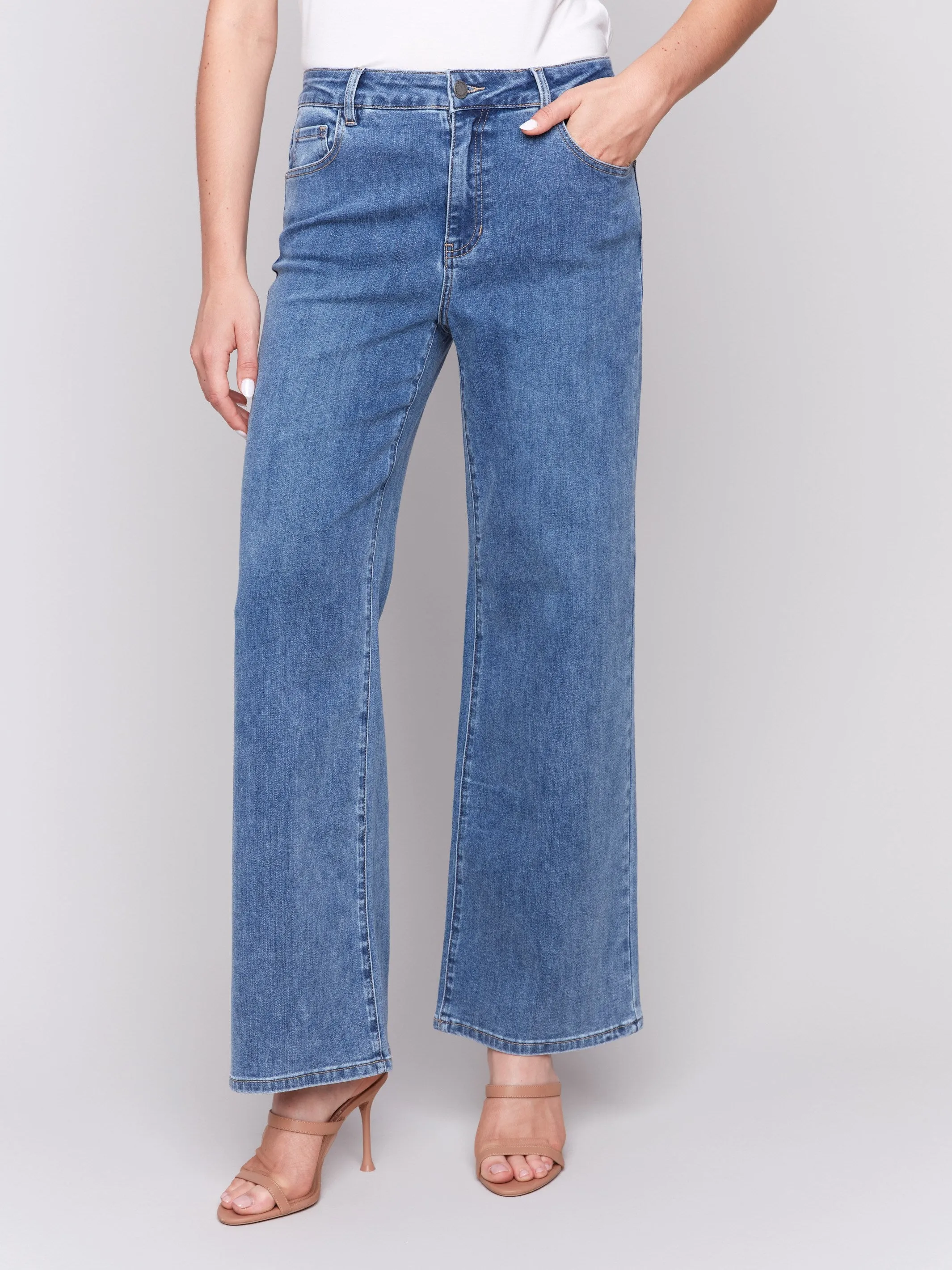 Chloe Wide Leg Jeans - Medium Blue