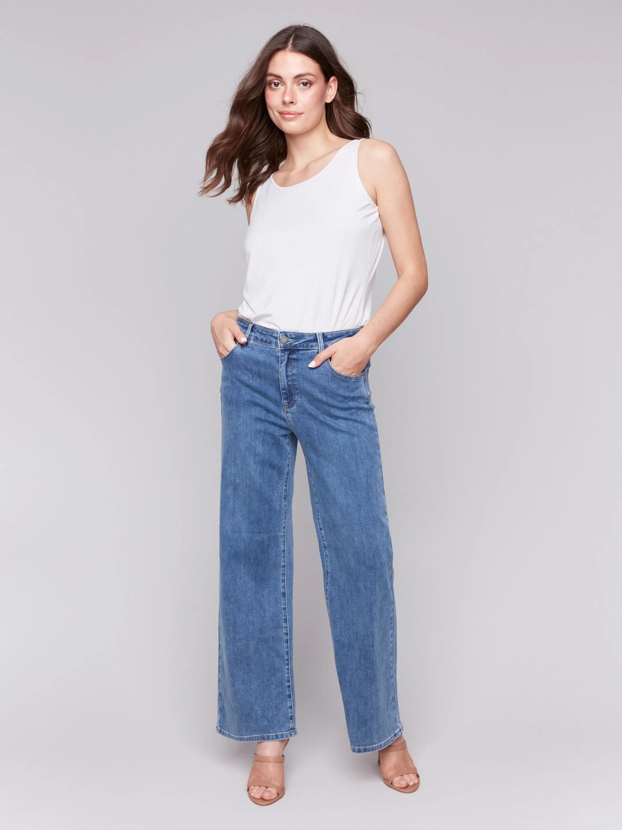 Chloe Wide Leg Jeans - Medium Blue