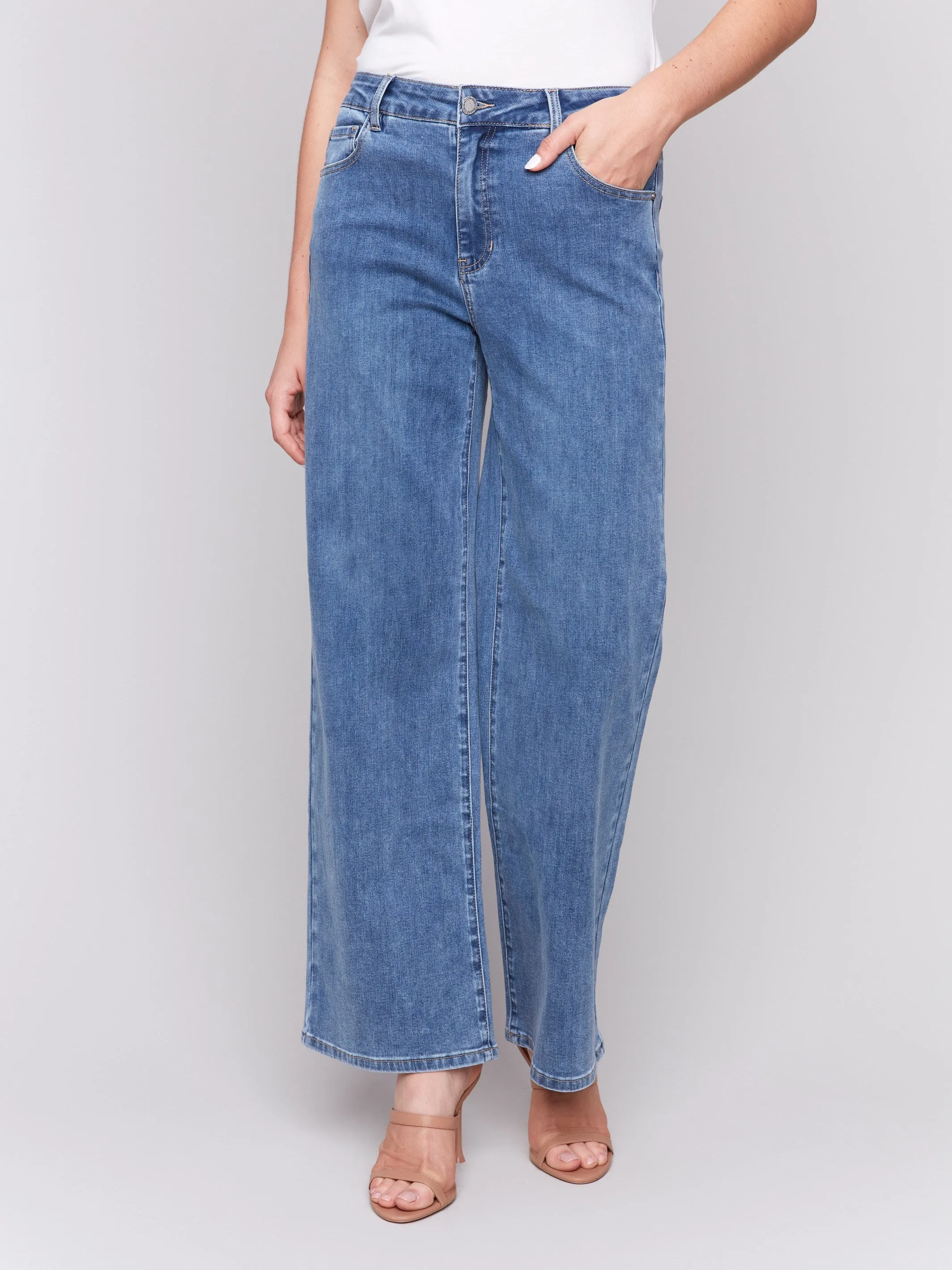 Chloe Wide Leg Jeans - Medium Blue