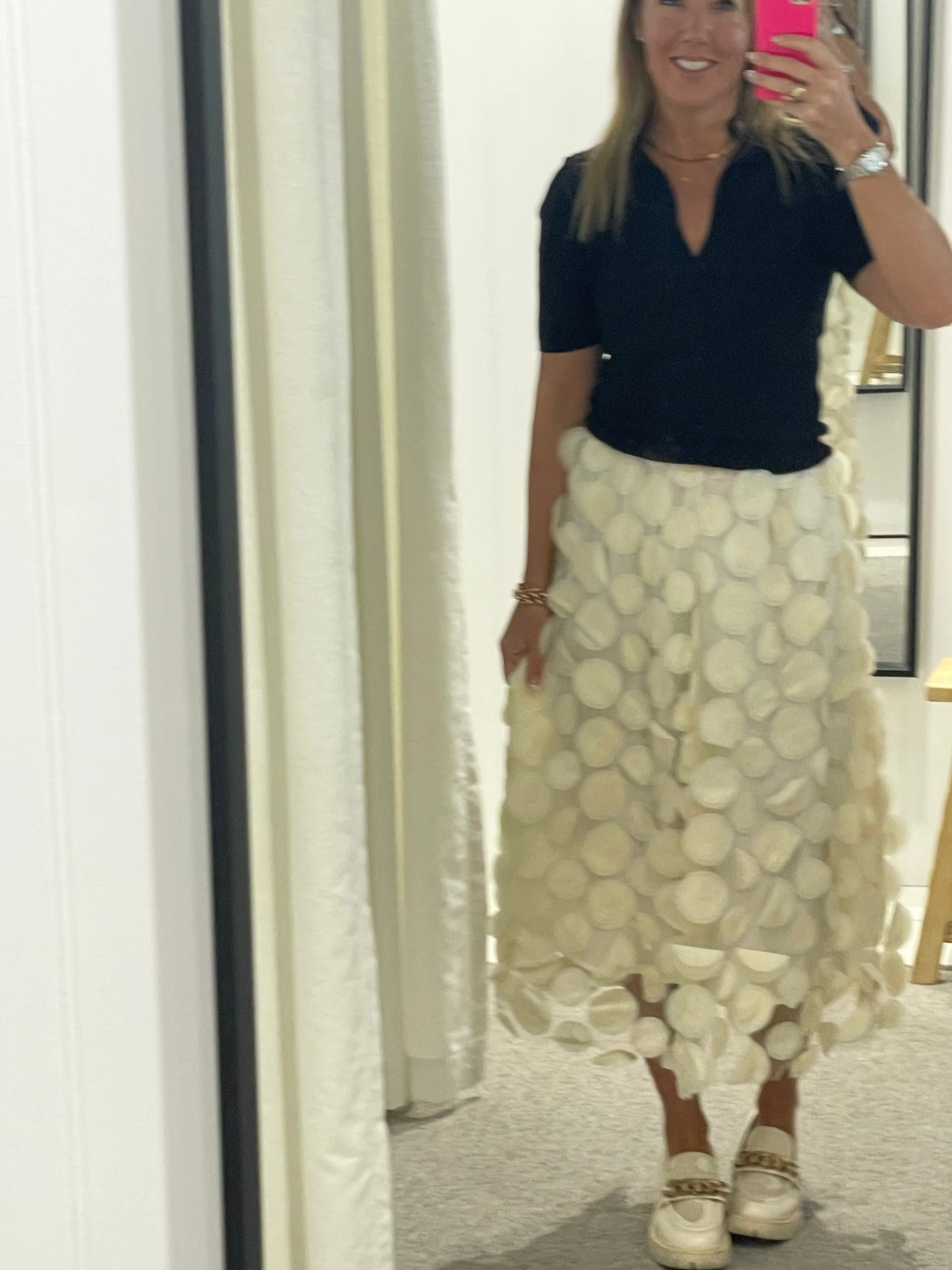 Circles Mesh Skirt -Ivory