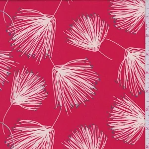 Coral Red Fringe Floral Crepe de Chine Fabric