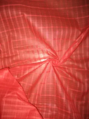 Craving Coral color Cotton Organdy Plaids~Width 44&quot;