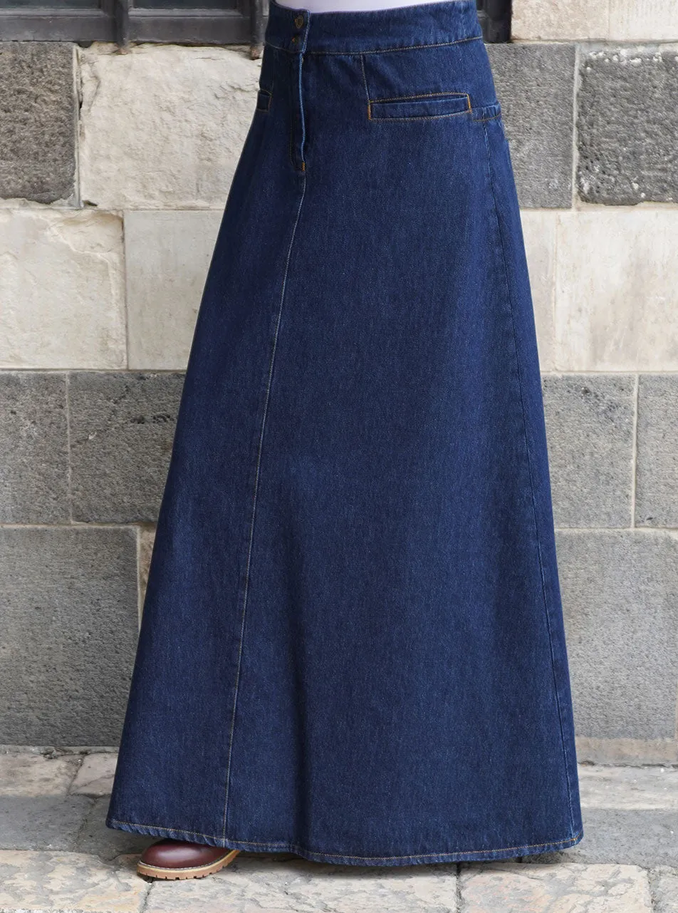 Denim Flattering Fit Maxi Skirt