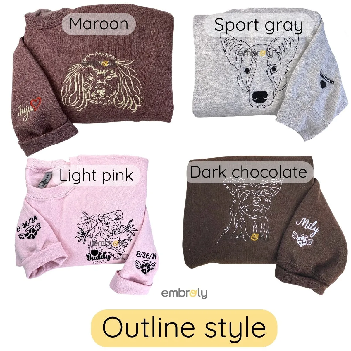 Dog Lover Multi-pack: Embroidered Crewneck Sweatshirts & Hoodies