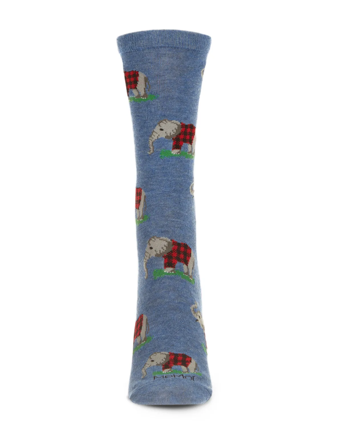 Elephants in Plaid Bamboo Blend Crew Sock