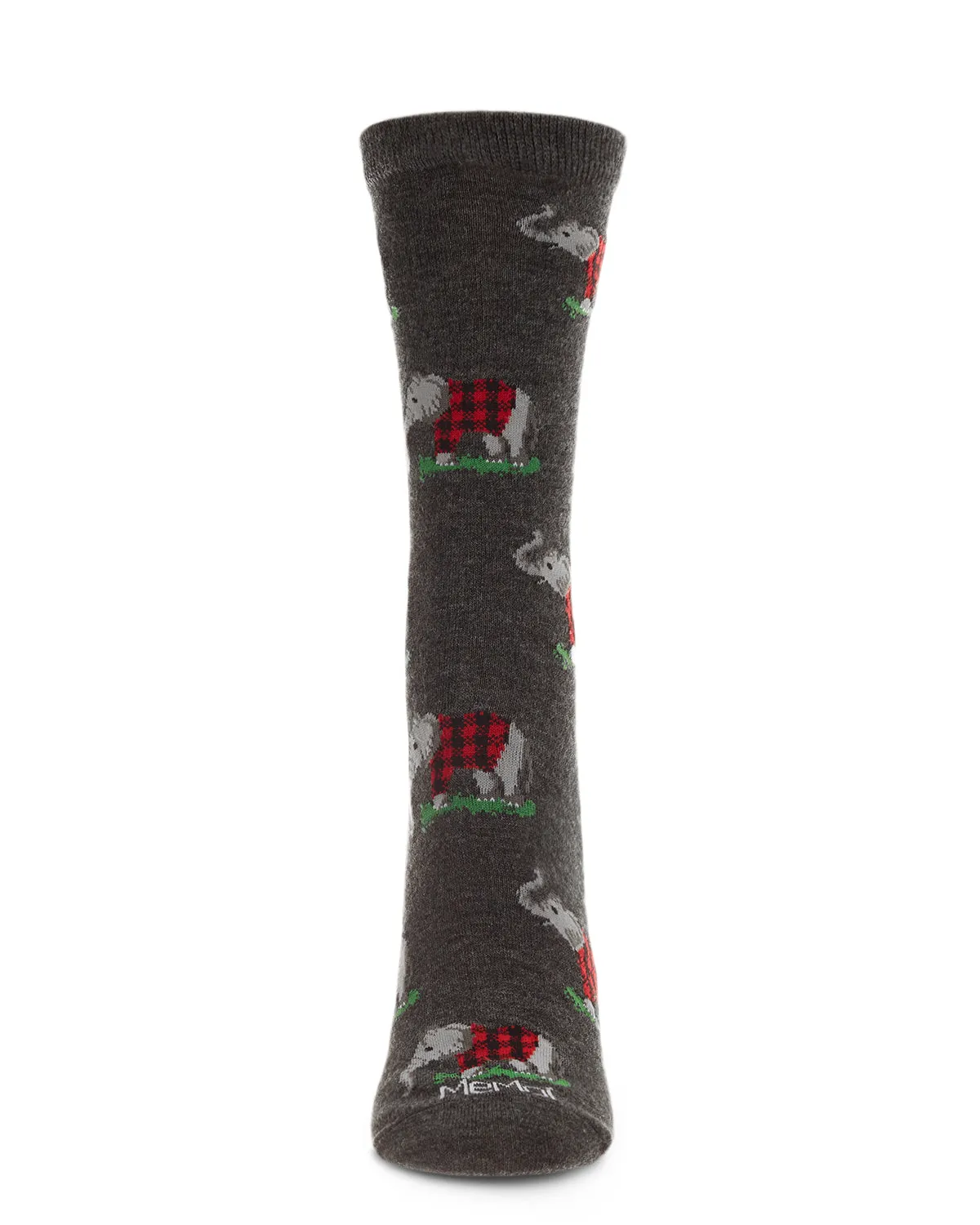 Elephants in Plaid Bamboo Blend Crew Sock