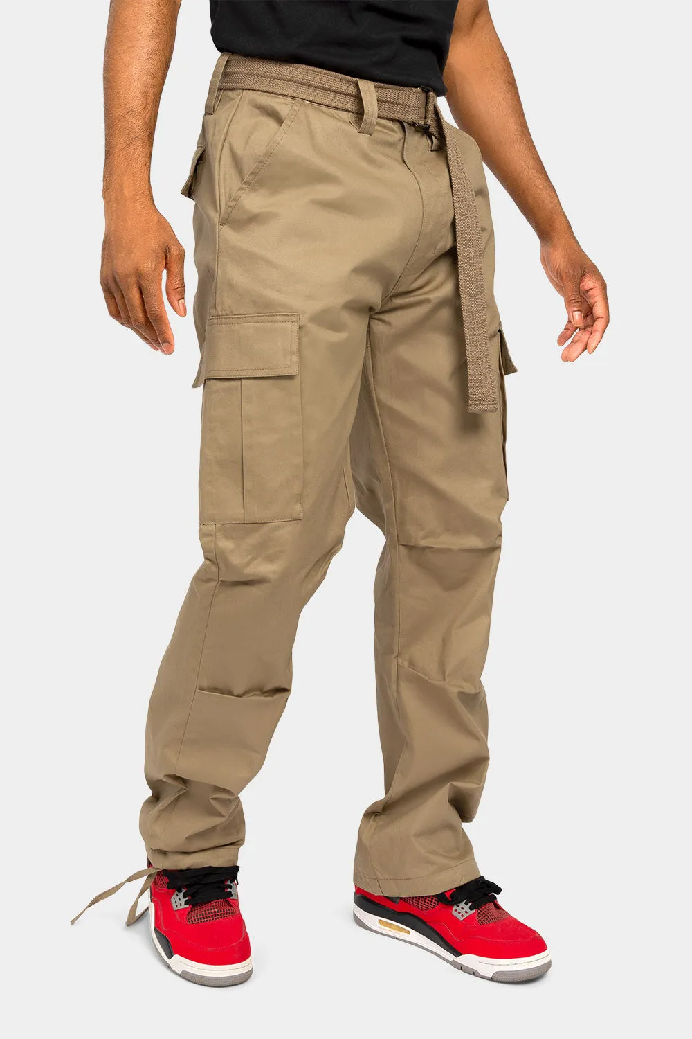 Essential Canvas Cargo Pants with Belt