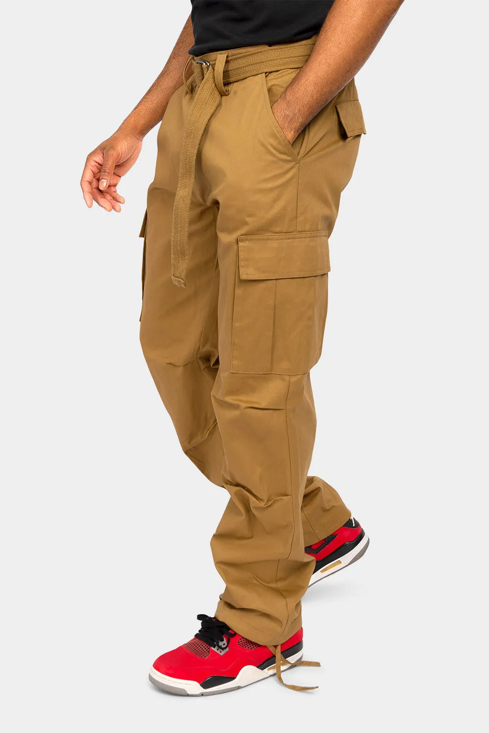 Essential Canvas Cargo Pants with Belt