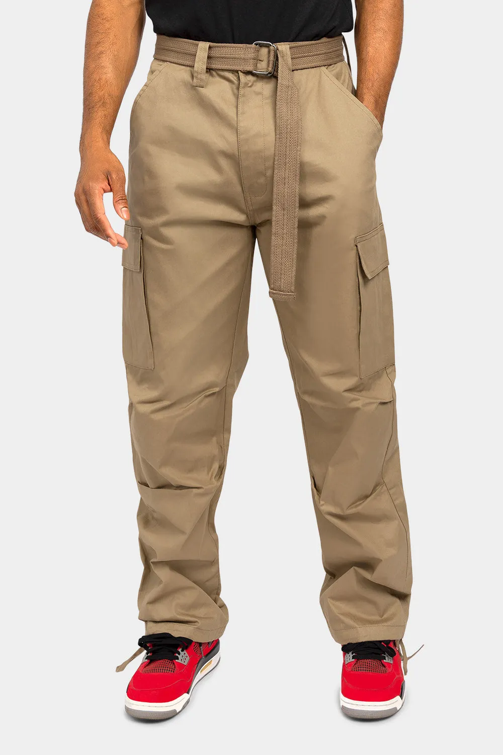 Essential Canvas Cargo Pants with Belt