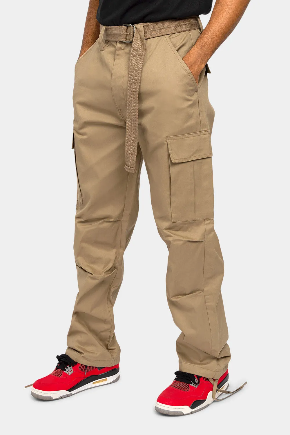 Essential Canvas Cargo Pants with Belt