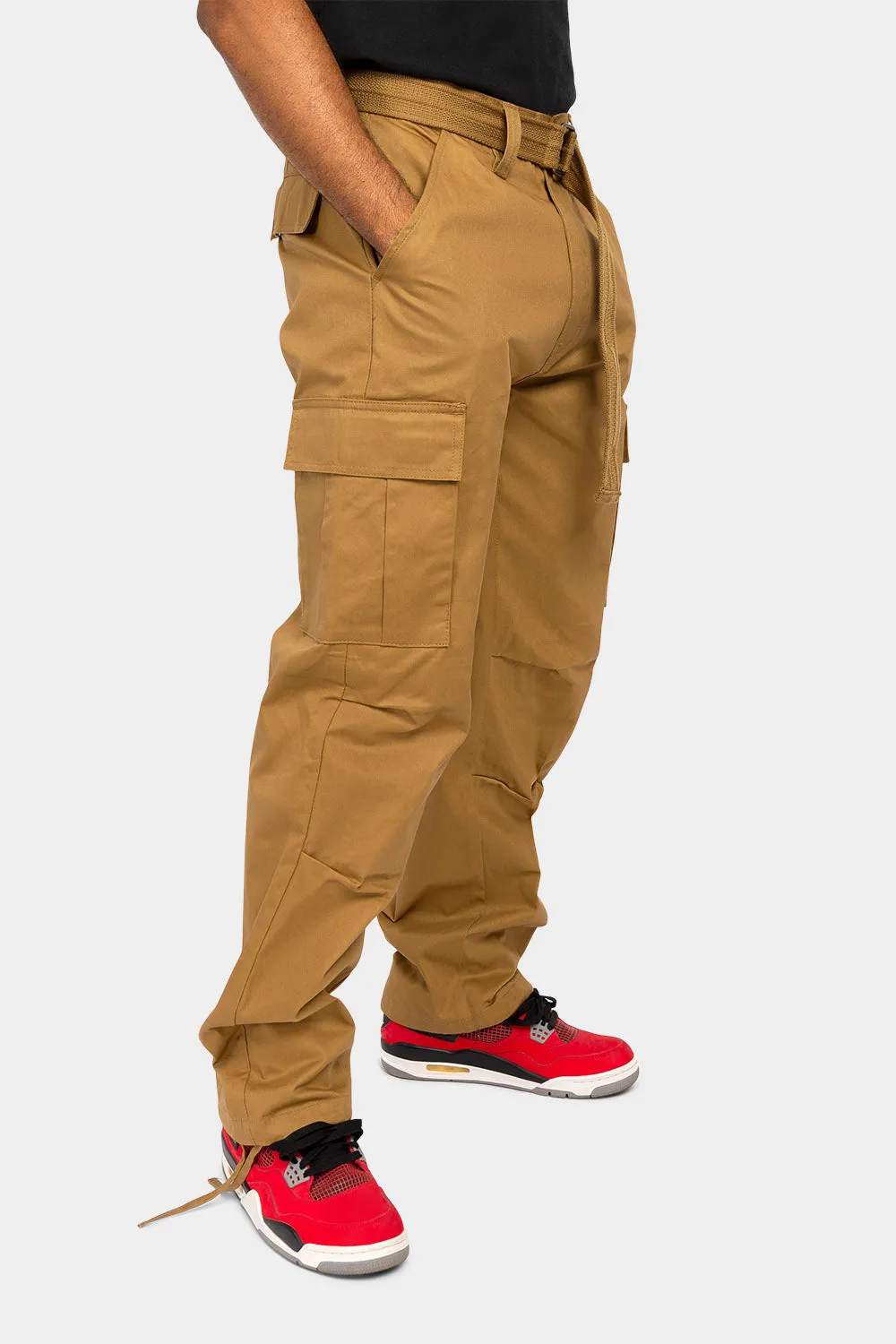 Essential Canvas Cargo Pants with Belt