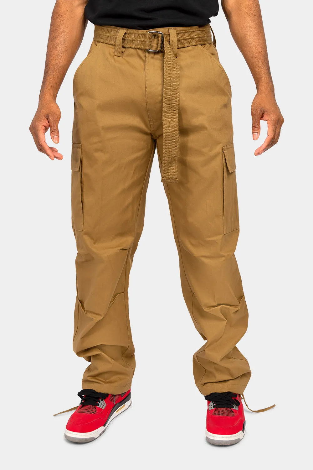 Essential Canvas Cargo Pants with Belt