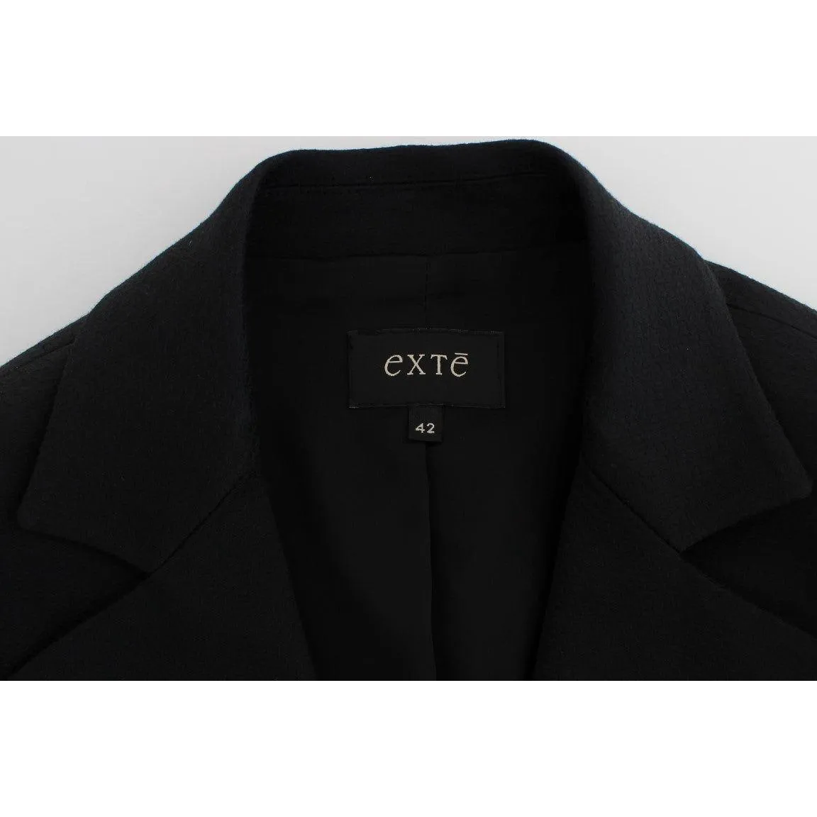 Exte Chic Black Stretch Blazer with Gold Button Detail