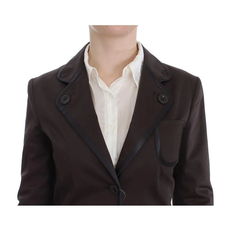 Exte Chic Brown Cotton-Elastane Suit Set