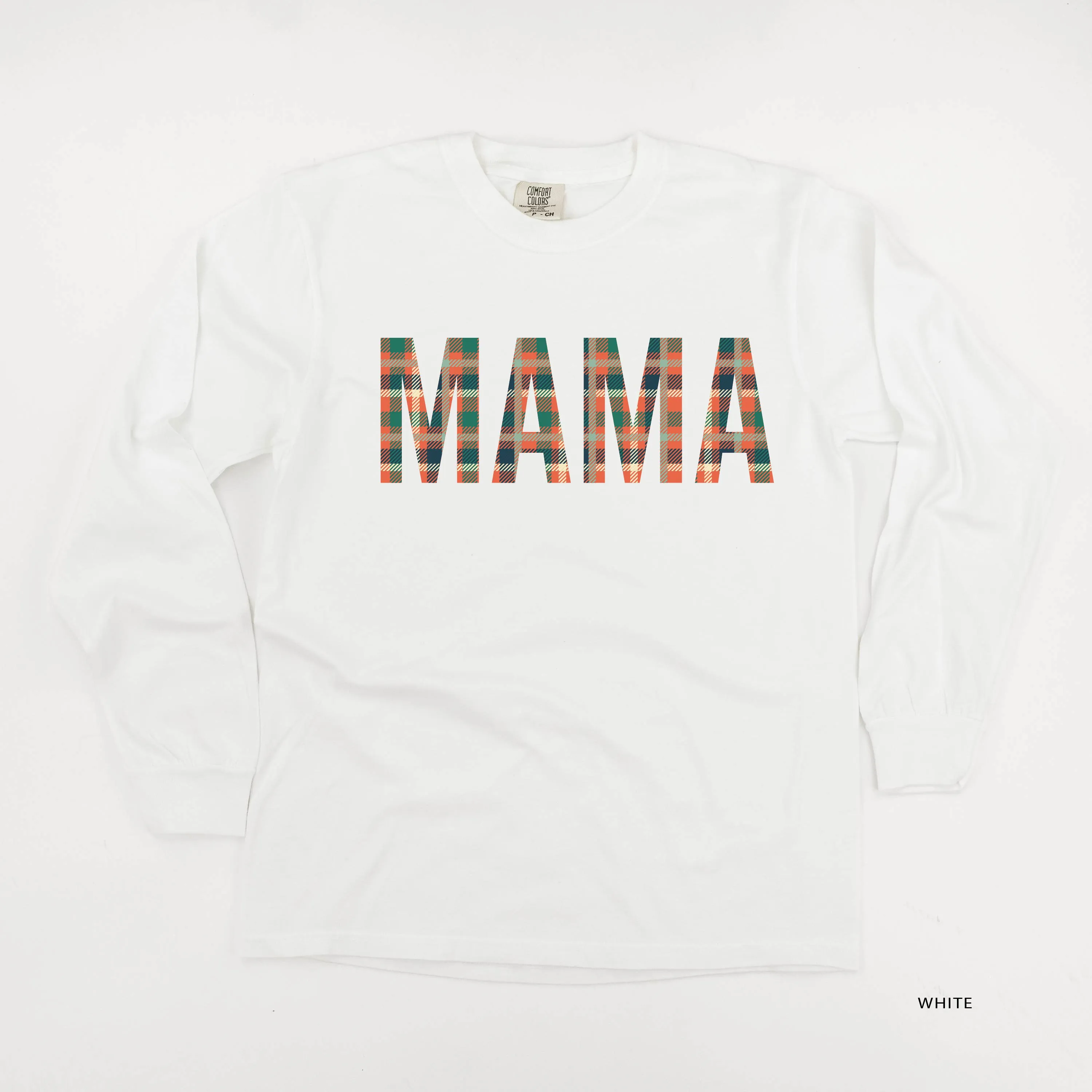 Fall Plaid MAMA - LONG SLEEVE COMFORT COLORS TEE