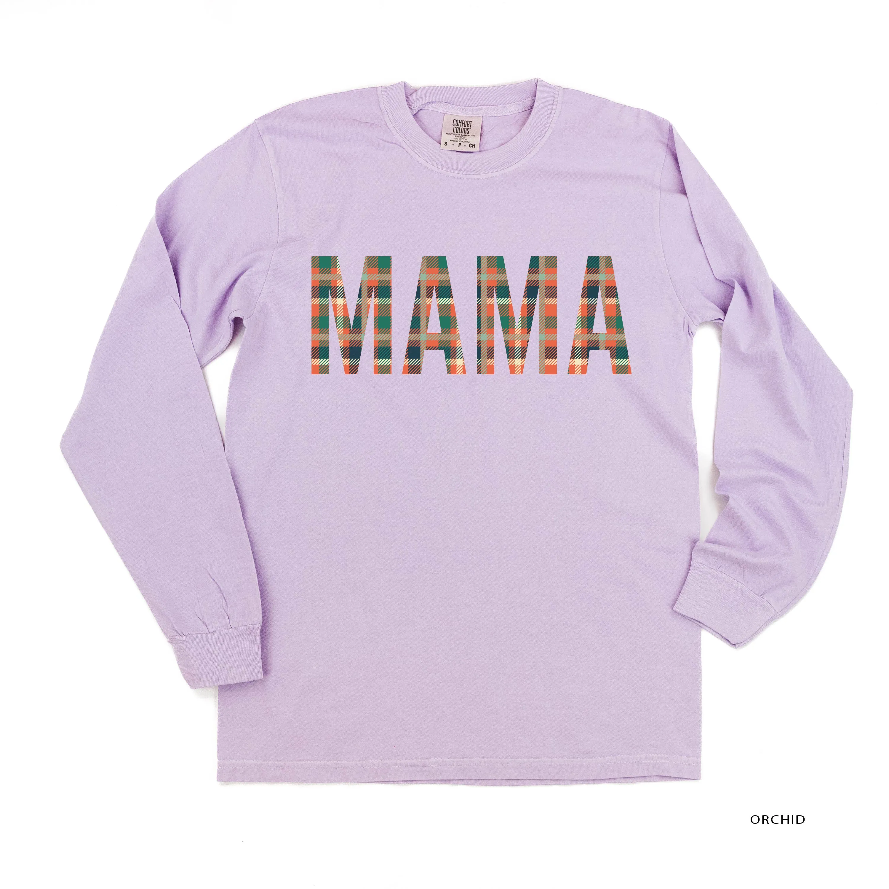 Fall Plaid MAMA - LONG SLEEVE COMFORT COLORS TEE