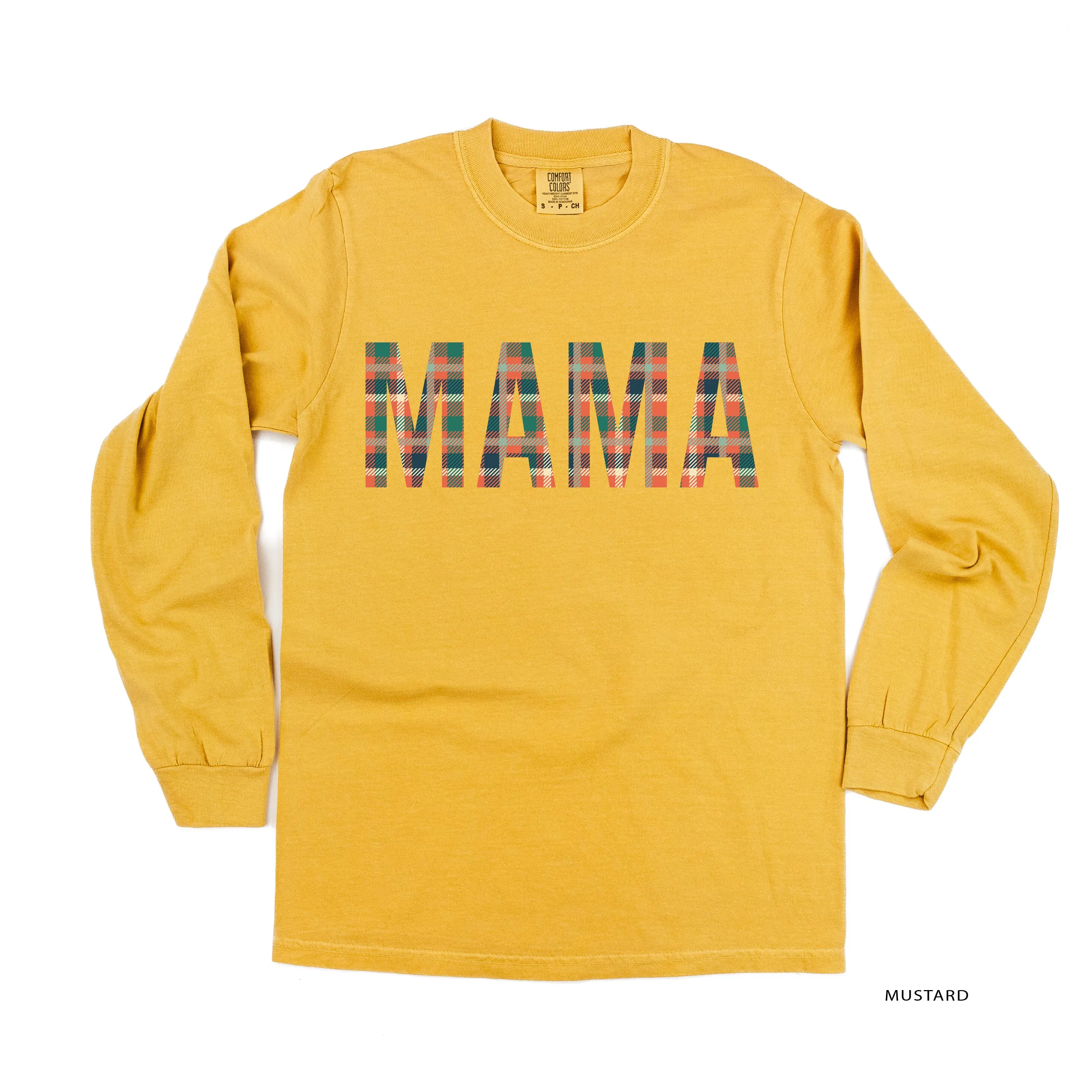 Fall Plaid MAMA - LONG SLEEVE COMFORT COLORS TEE