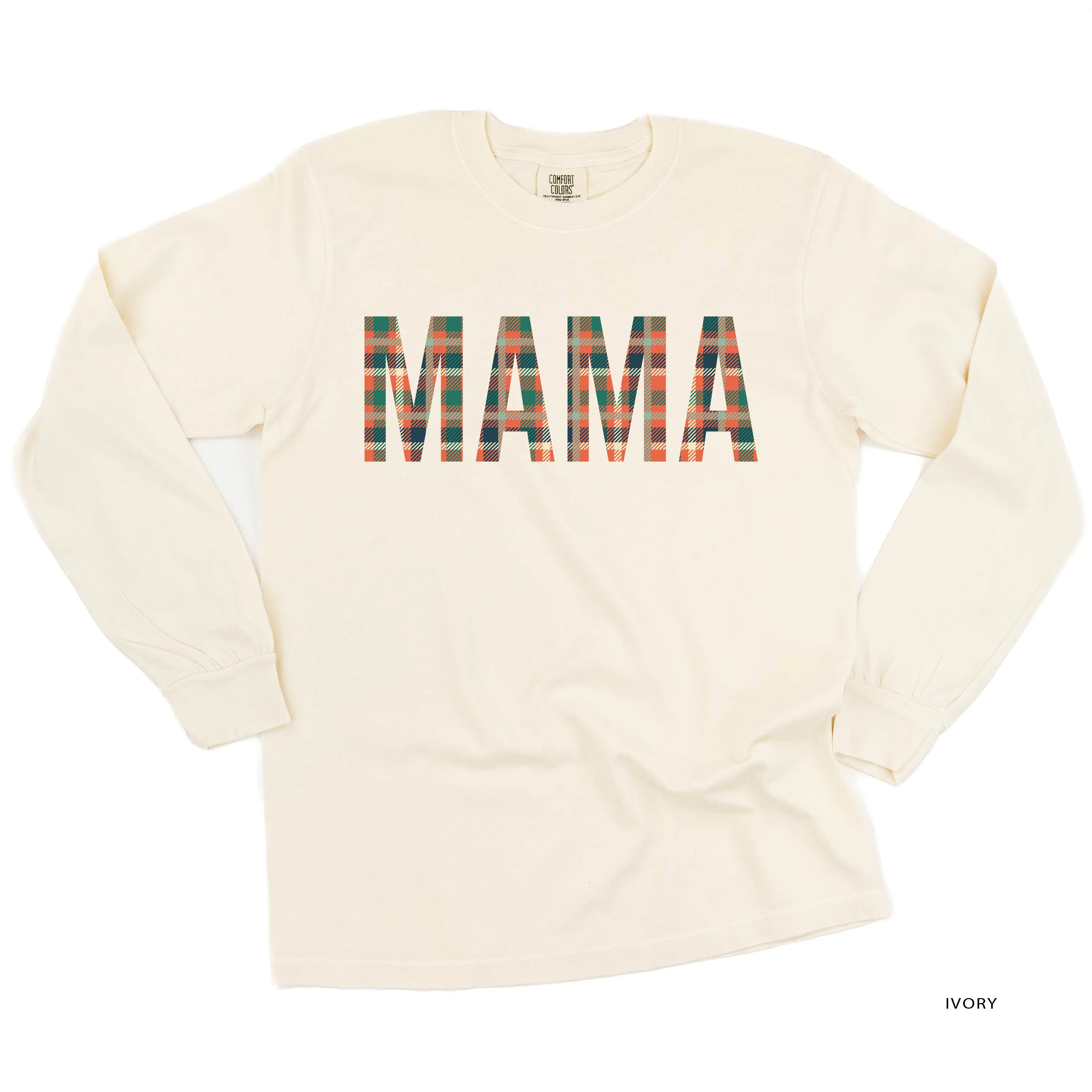 Fall Plaid MAMA - LONG SLEEVE COMFORT COLORS TEE