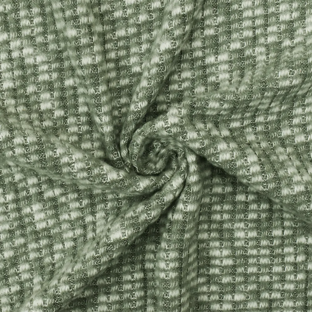 Forest Green-White Texture Stretch Brushed Rib Knit Fabric