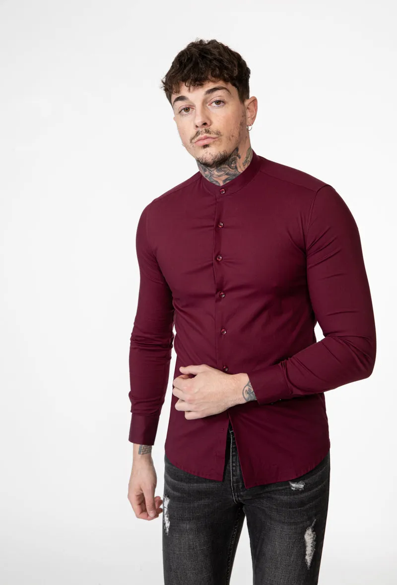 Frilivin Stretch Fitted Shirt With Mao Collar