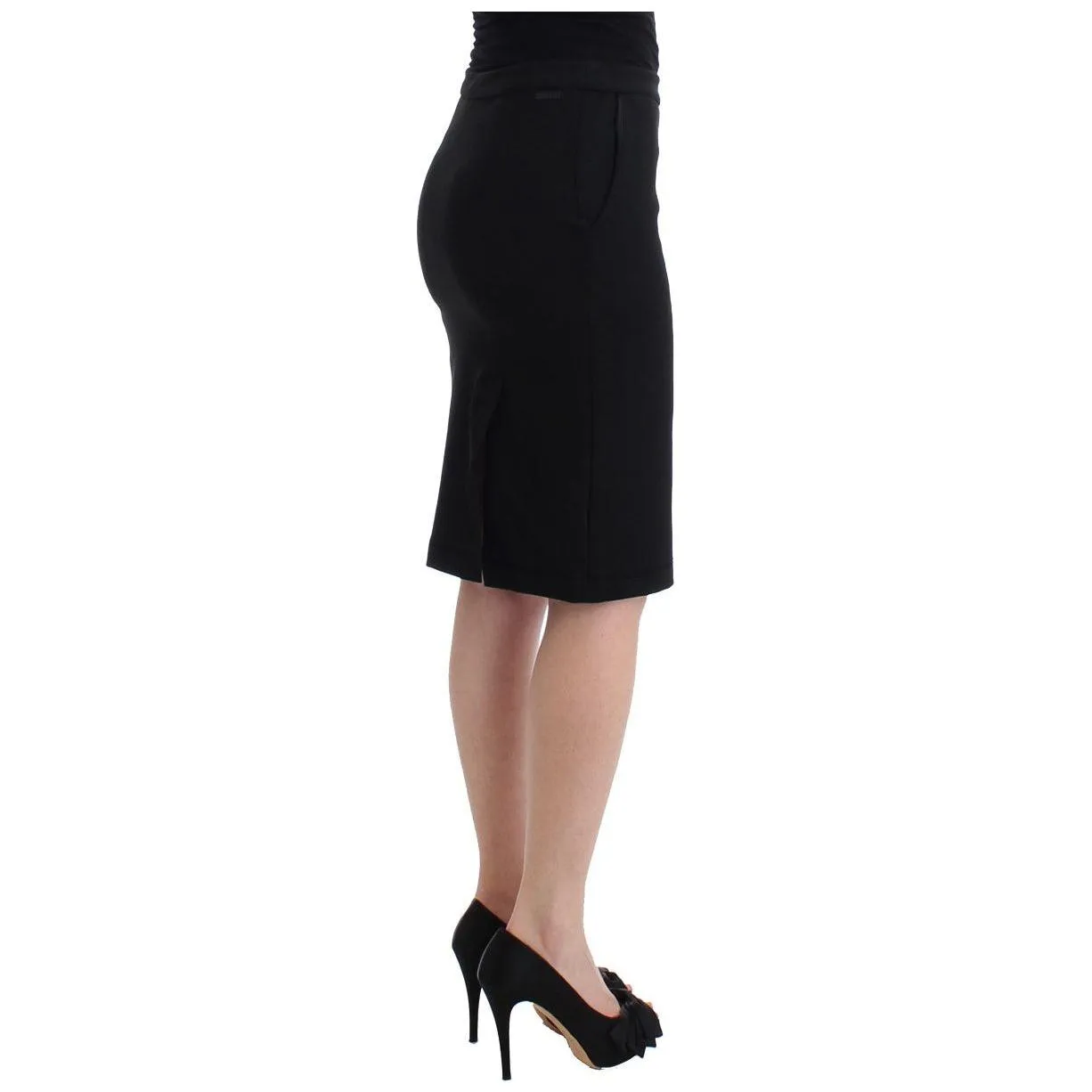 GF Ferre Chic Black Pencil Skirt Knee Length with Side Zip