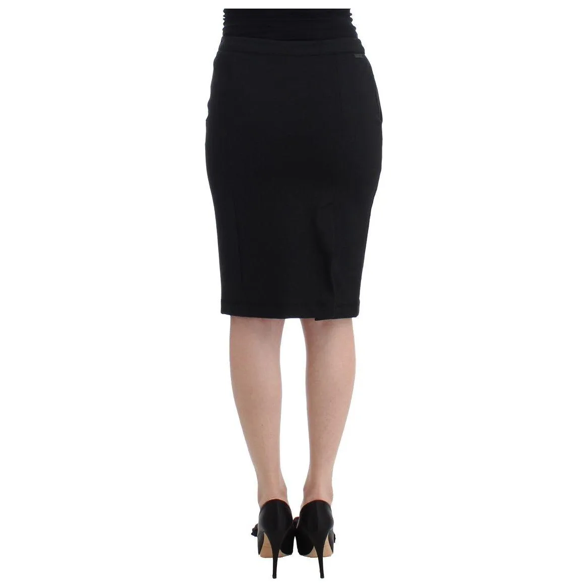 GF Ferre Chic Black Pencil Skirt Knee Length with Side Zip