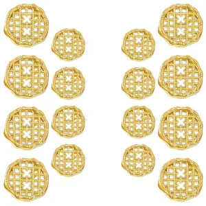 Gold Circular Metal Buttons with Grid Openwork Design(8 Big   8 Small)