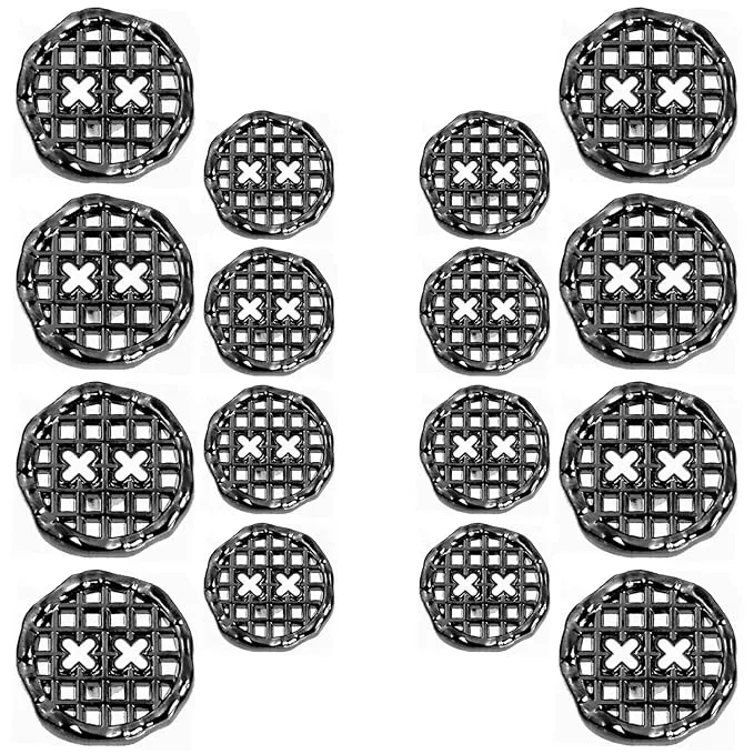 Gold Circular Metal Buttons with Grid Openwork Design(8 Big   8 Small)