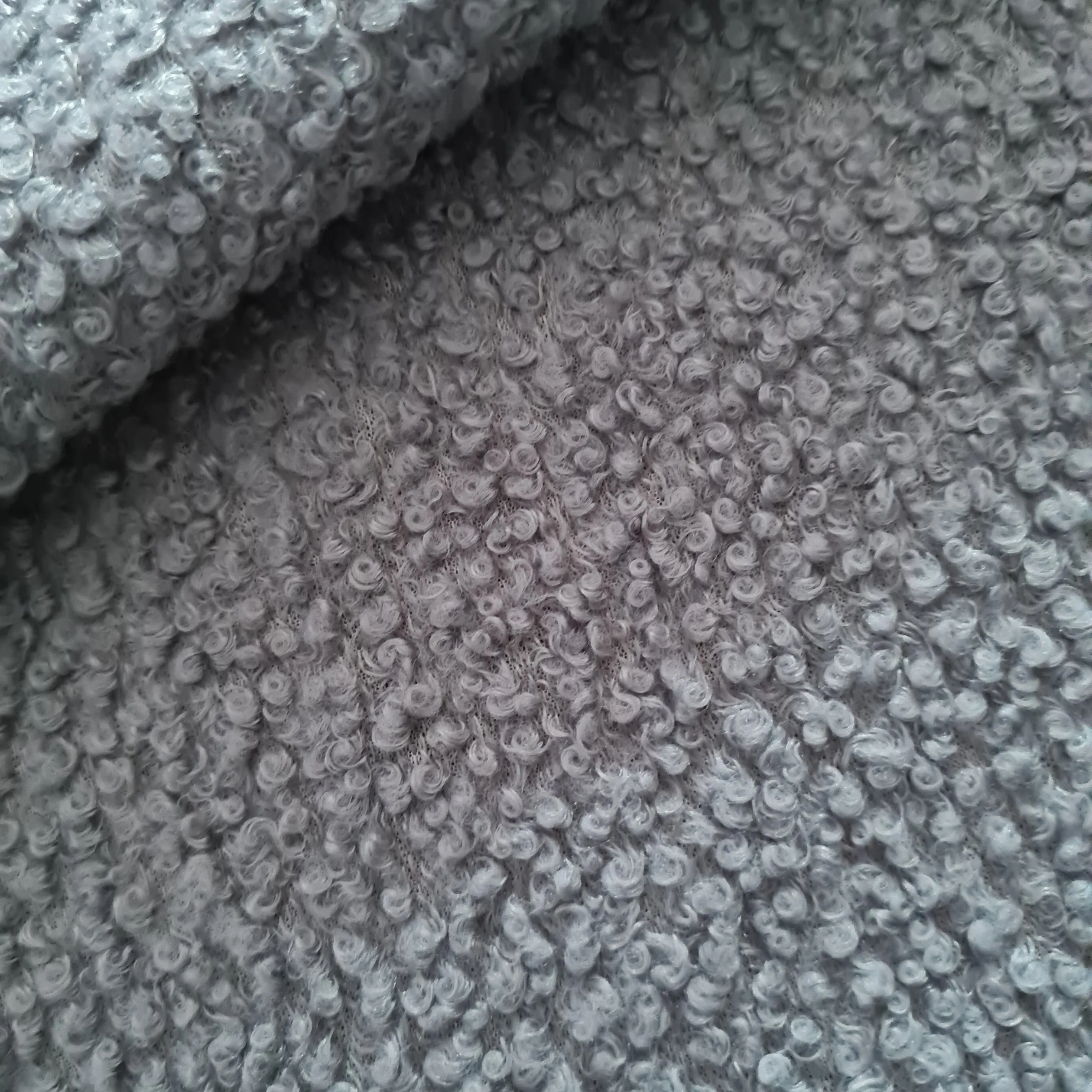 Grey Solid Boucle Fabric 17896