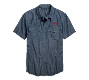 Harley-Davidson® Men's Embroidered Chambray Slim Fit Shirt - 96751-19VM