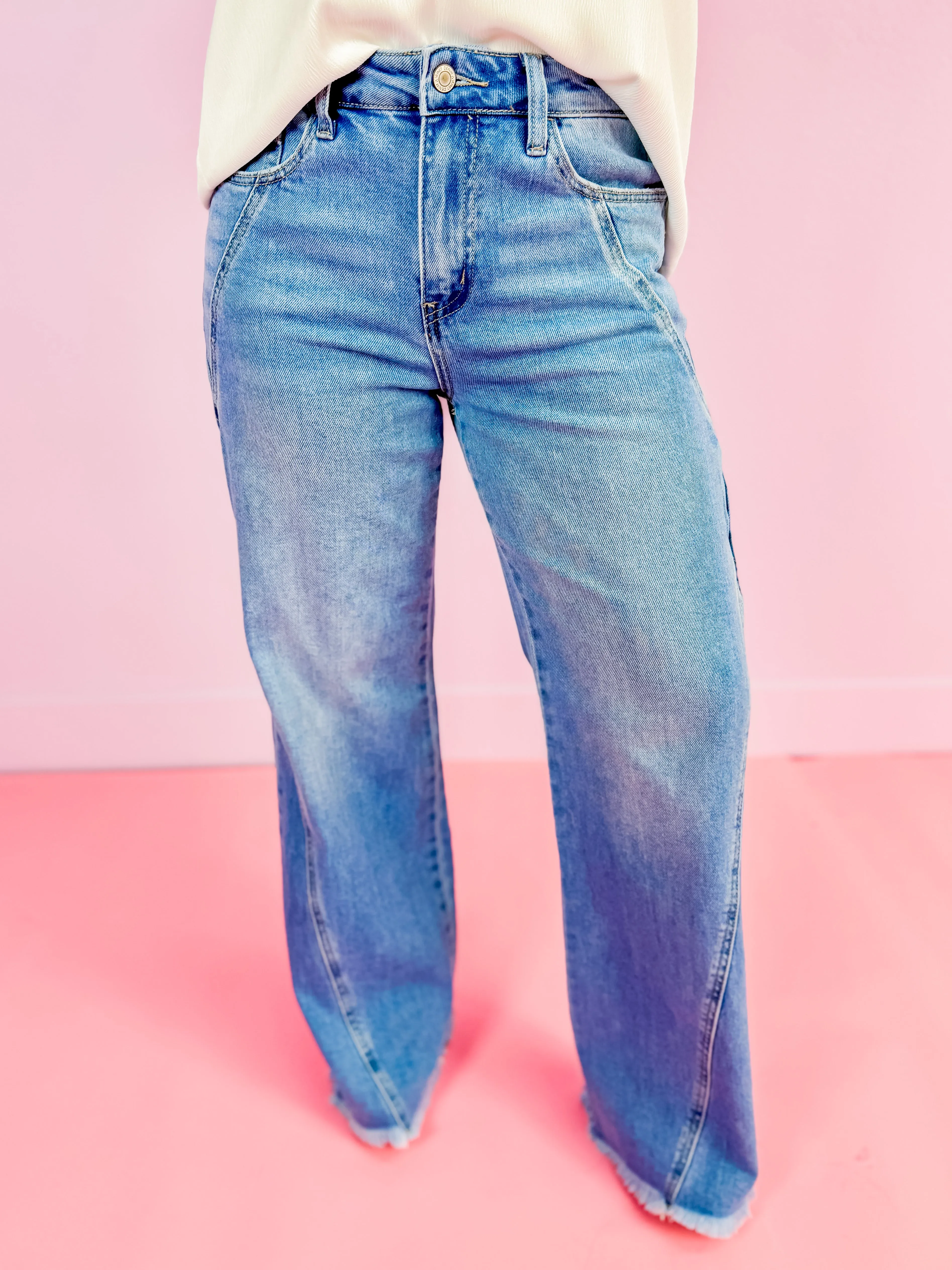 High Rise Wide Leg A-Line Jeans