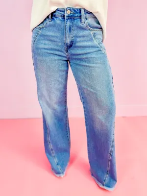 High Rise Wide Leg A-Line Jeans