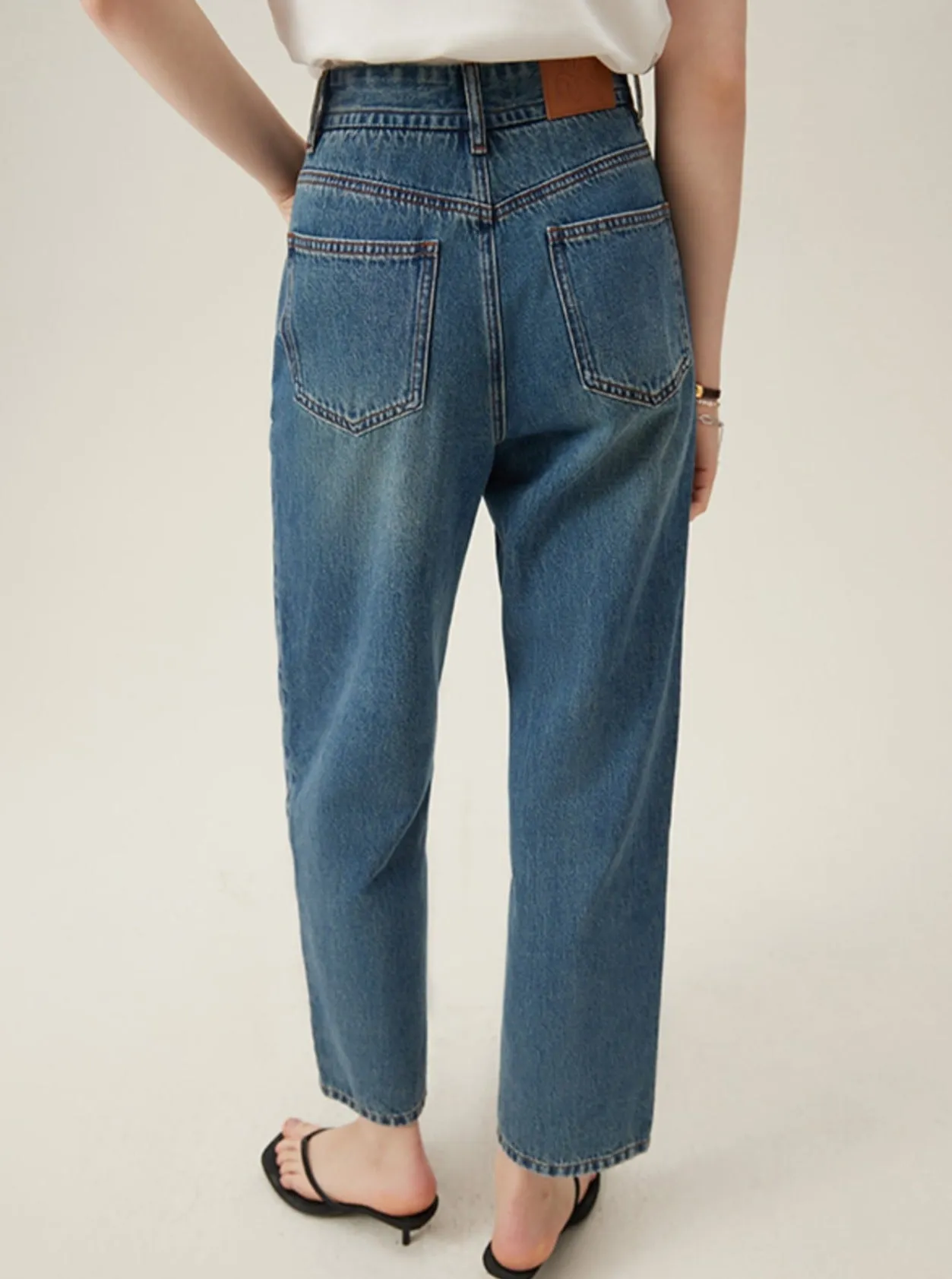 High-Waist Versatile Straight Jeans Pants