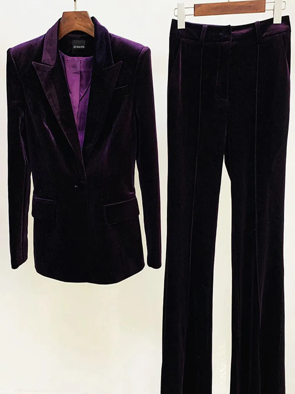 HINIYA Velvet Blazer & Flared Pants Set