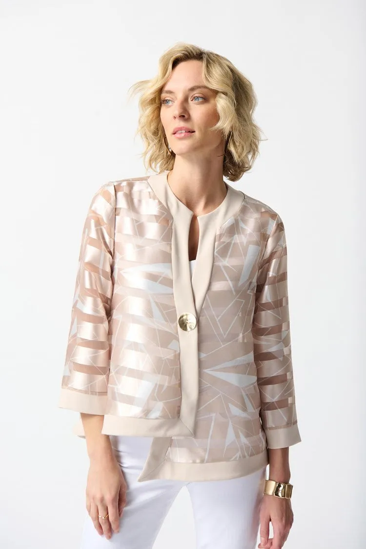 Joseph Ribkoff Woven Jacket 242170-2934 Beige/Off White